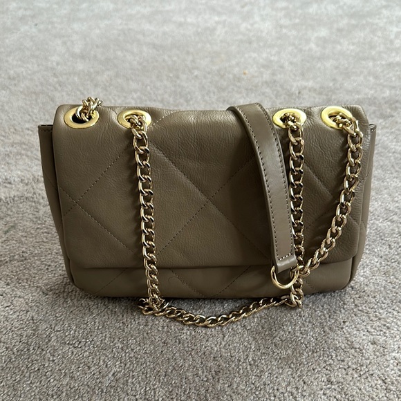 Anna Paola Genuine Leather Taupe Convertible Purse EUC - Picture 1 of 7